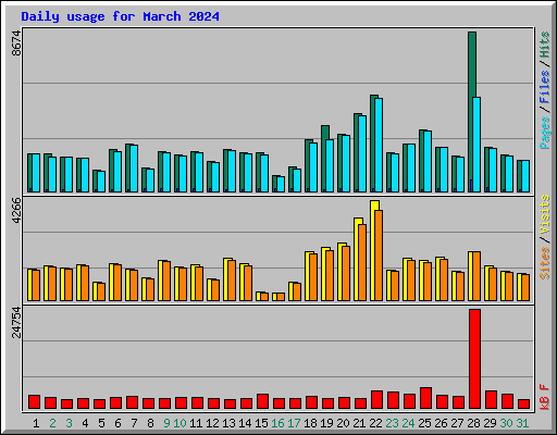 Daily usage for March 2024