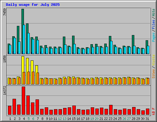 Daily usage for July 2025